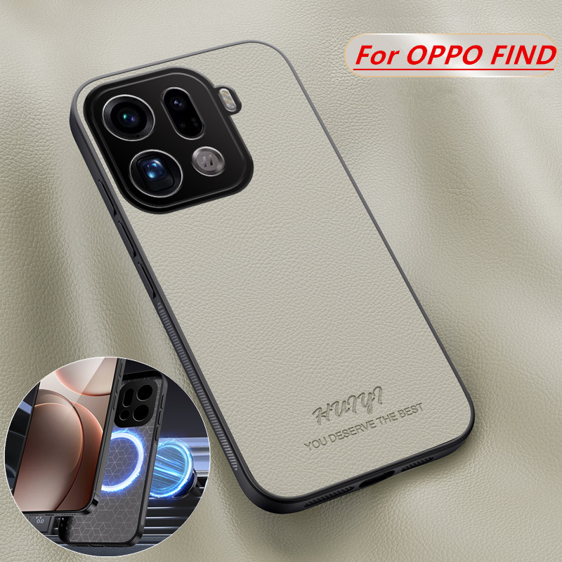 Oppo Find X8 - حافظة هاتف فاخرة من الجلد مع