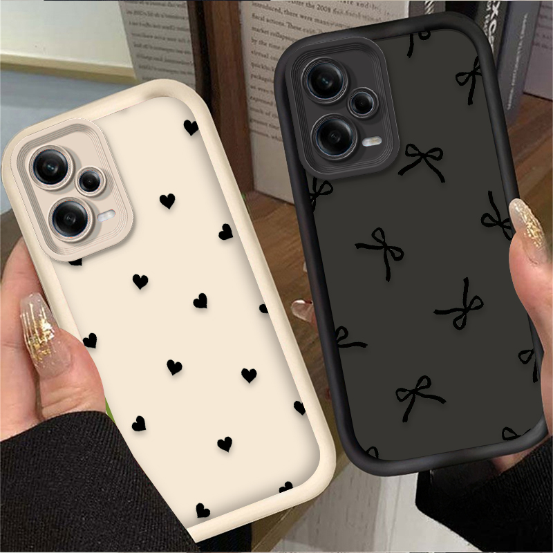 Xiaomi Redmi Note 13 - جراب هاتف أسود بتصميم قلب الحب